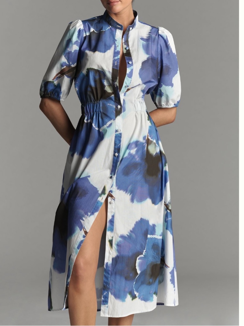 Hutch Anthropologie Annette Puff Sleeve Midi Shirt Dress | Women’s Size MP
